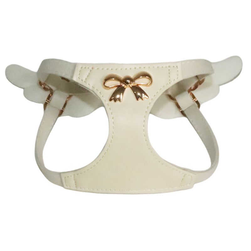 Dog Harness and Leash Set with Angel Wings & Bow Decor Lightweight pet vest harness Soft walking harness for small medium dogs