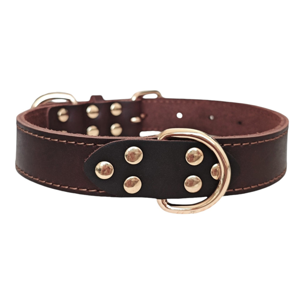 Genuine Leather Dog Collar with Solid Brass Buckle Classic Heavy Duty Anti Pull dog Walking Collar adjustable Pet Collar for Daily Dog Walking Training