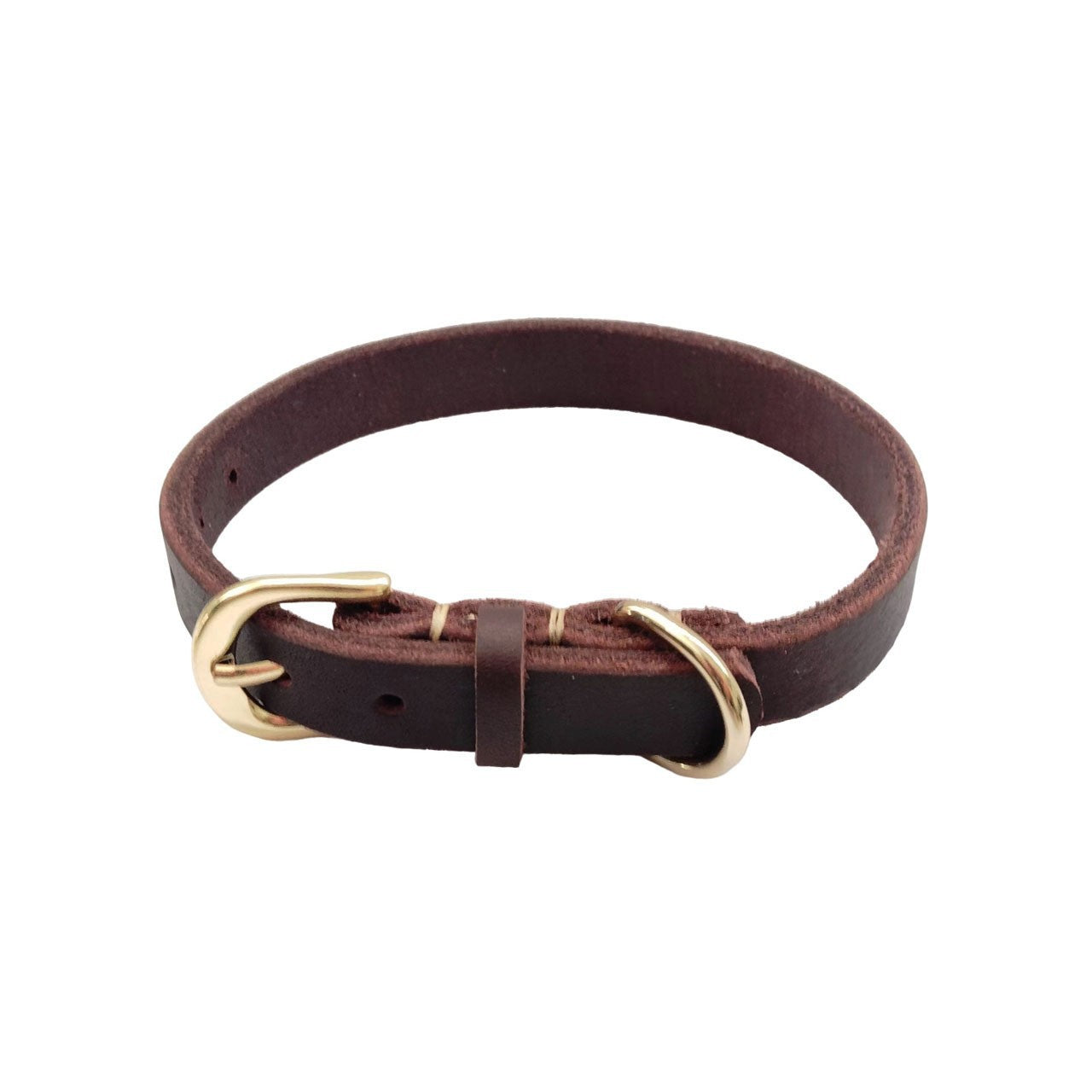 Genuine Full Grain Leather Dog Collar Adjustable Heavy Duty Leather Pet Collar with Metal D Ring Buckle for Small Medium Dogs