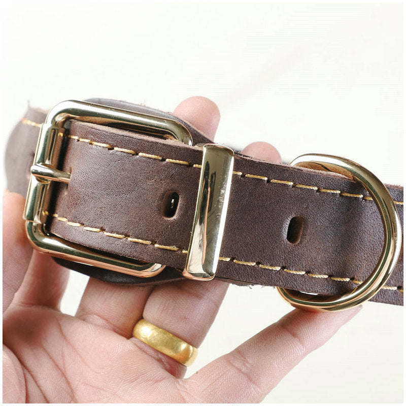 Genuine Full Grain Leather Dog Collar 8‑Strand Braided Heavy Duty Dog Collar for Medium Large Dogs Pet Collar for Daily Walking