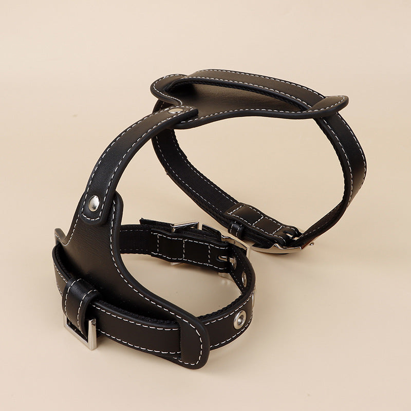 Genuine Leather Dog Harness Adjustable No Pull Pet Walking Harness Heavy Duty Vest Harness for Small Medium Large Dogs