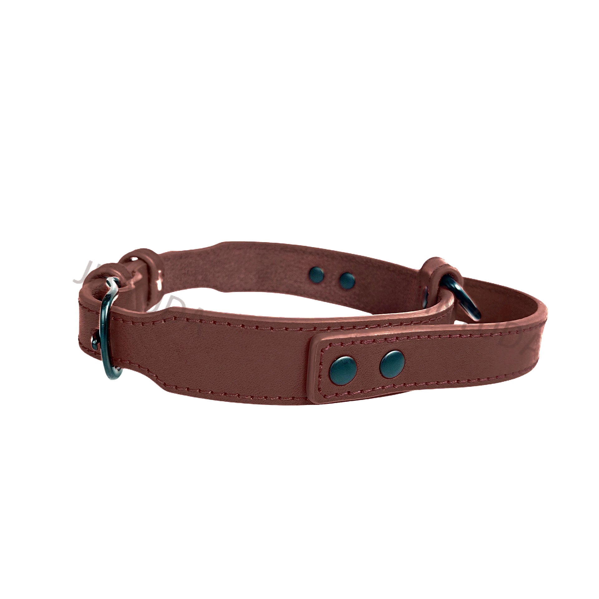 Genuine Full Grain Leather Dog Collar with Traffic Handle Adjustable Heavy Duty Training Collar for Medium Large Dogs