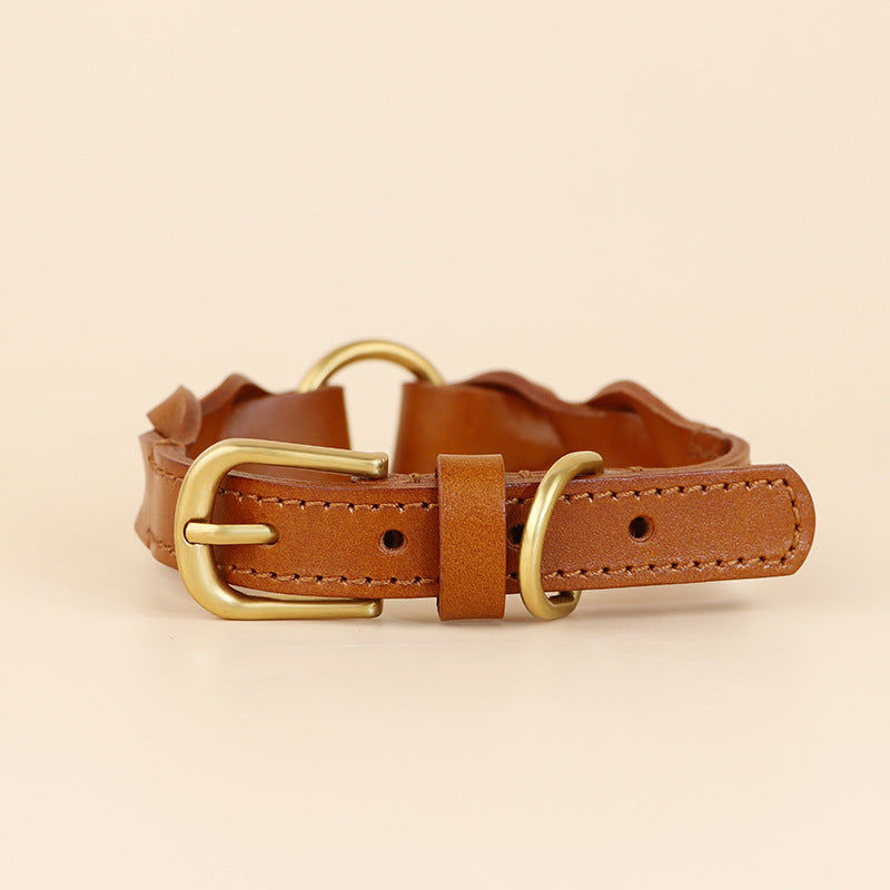 Vintage handmade Braided Genuine Leather Dog Collar Heavy Duty Anti-Pull Walking Pet Collar Premium Real Leather Collar