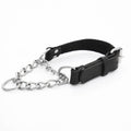Genuine Full Grain Leather Martingale Dog Collar Adjustable Stainless Steel Chain No Pull Training Collar for Medium Large Dogs