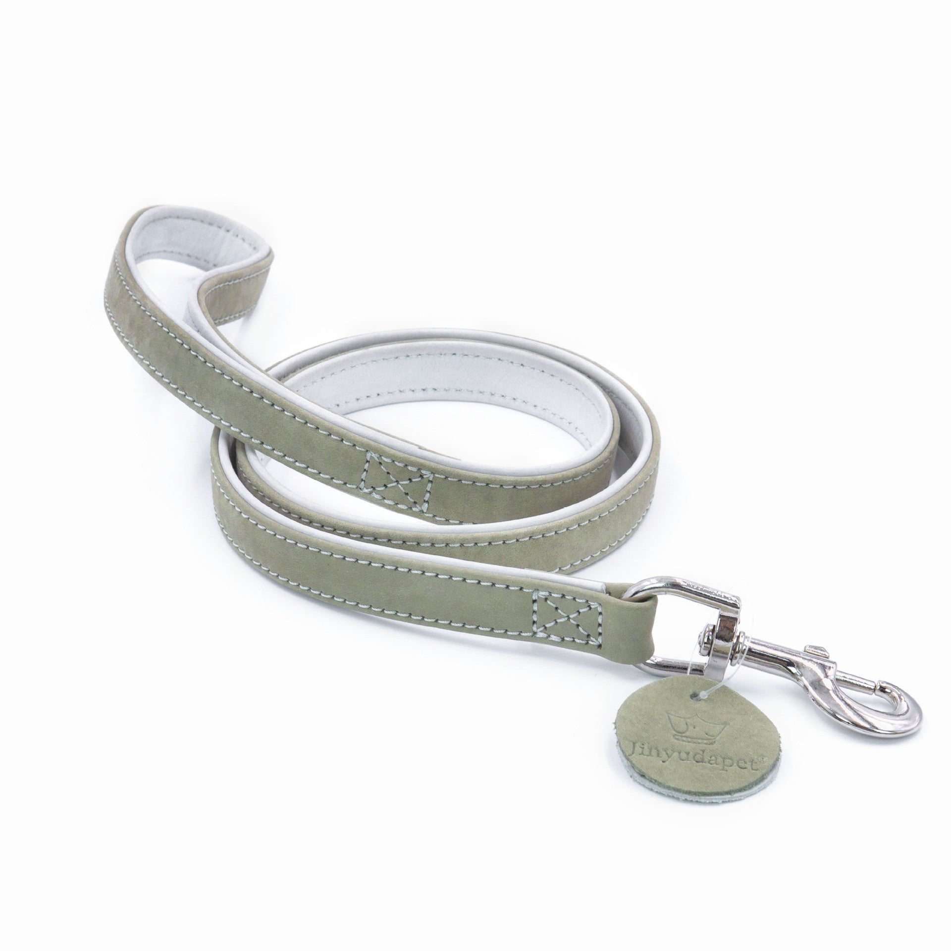 Frosted Genuine Leather Dog Collar and Leash Two-Tone Contrast Design Dog Leash with Dual Hooks dog walking collar and leash