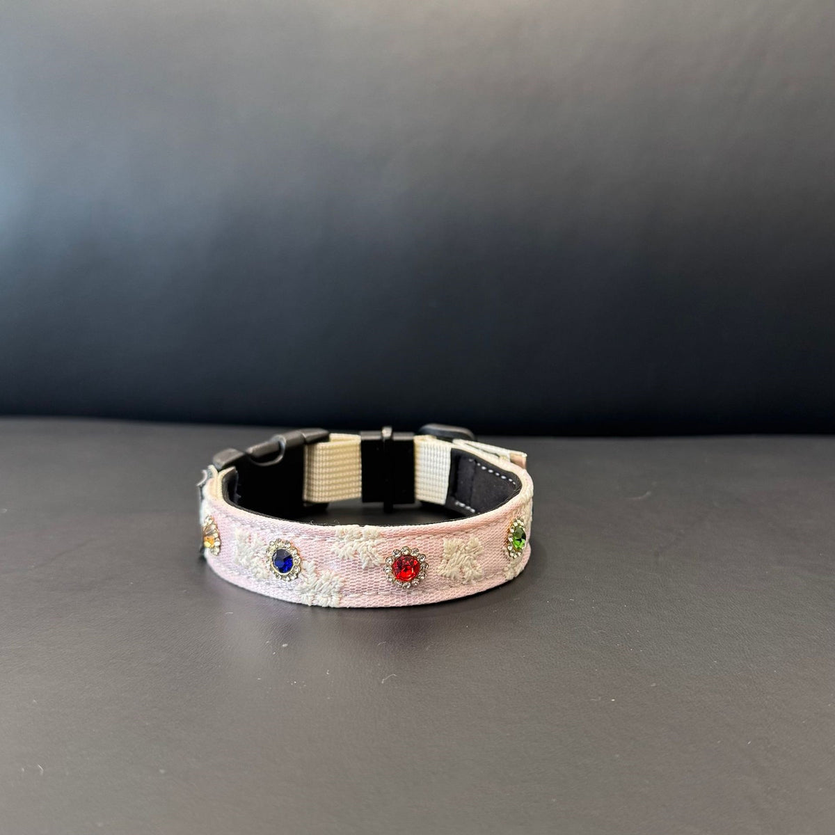 soft pet Lace collar with Colorful Rhinestones cotton Jacquard Dog walking Collar adjustable lightweight pet leads