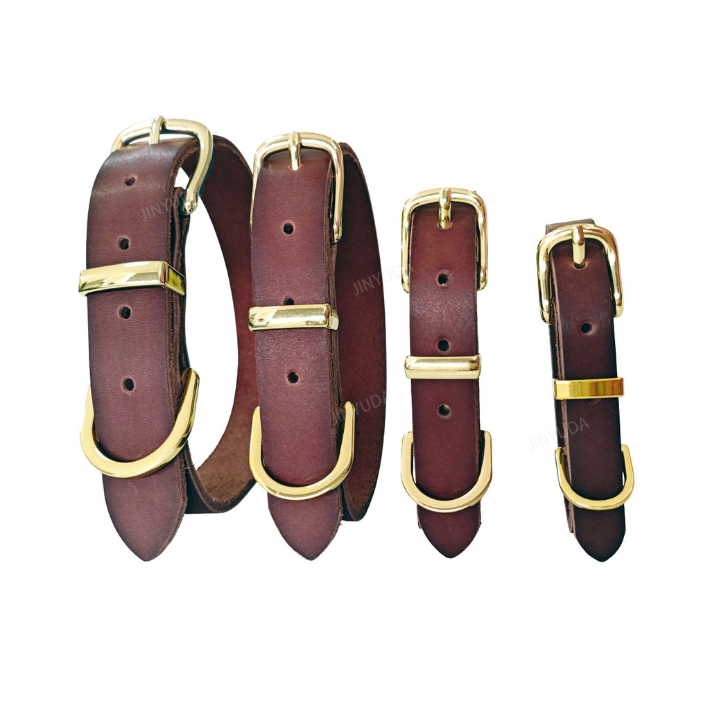 Classic Genuine Leather Dog Collar Adjustable heavy duty Full Grain Real Leather Pet Collar for Small Medium Large Dogs
