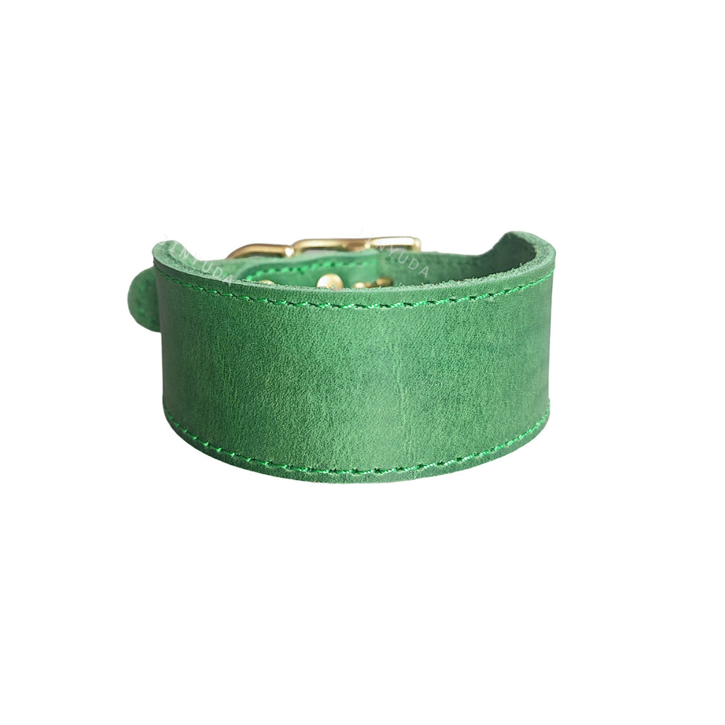 Genuine Full‑Grain leather Dog Collar 5cm wide Thickened pet collar for Medium Large dogs Heavy‑Duty Adjustable dog Collar