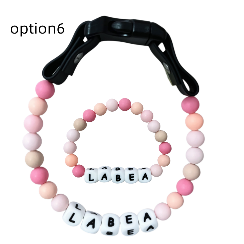 pet Beaded Name collar with friendship bracelet set Custom dog Collar with Beads DIY Name Dog necklace dog Pearl Beaded Collar