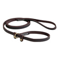 Genuine Leather Slip Lead Dog Training P Leash Anti Pull Close Control Walking Dog Lead Durable Real Leather Slip Collar Combined Dog Leash for Small Medium Large Dogs