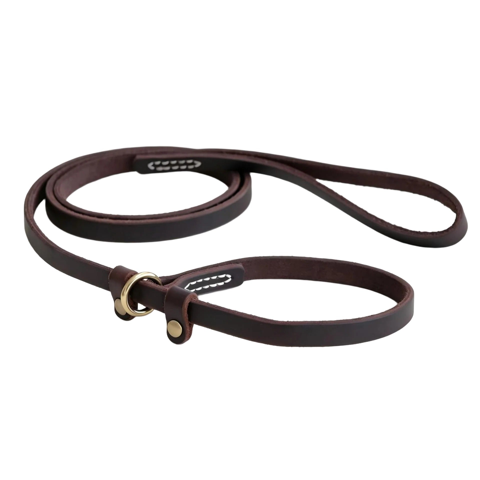 Genuine Leather Slip Lead Dog Training P Leash Anti Pull Close Control Walking Dog Lead Durable Real Leather Slip Collar Combined Dog Leash for Small Medium Large Dogs