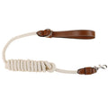 Braided Cotton Rope Dog Leash with Genuine Leather Handle Heavy Duty Anti-Pull Walking Lead Soft Comfortable Pet Training Leash