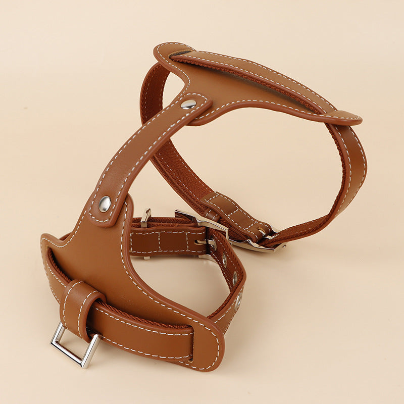 Genuine Leather Dog Harness Adjustable No Pull Pet Walking Harness Heavy Duty Vest Harness for Small Medium Large Dogs
