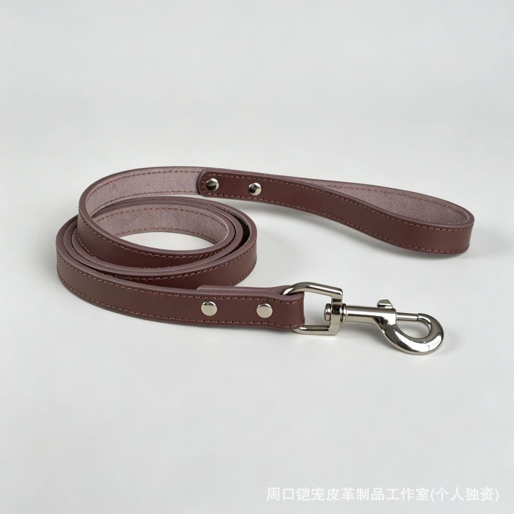 Heavy Duty Thick Leather dog walking leash Wide Genuine Leather Dog Collar Anti-Pull Dog Collar and leash for Greyhound Whippet