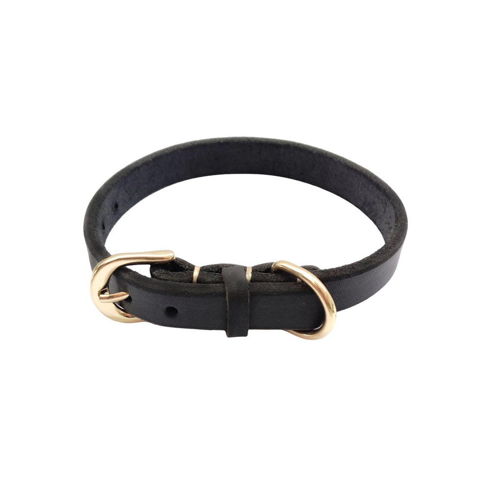 Genuine Full Grain Leather Dog Collar Adjustable Heavy Duty Leather Pet Collar with Metal D Ring Buckle for Small Medium Dogs