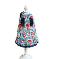 Bohemian Floral Cotton Dog Dress with Navy Ruffle Bow & Sparkling Rhinestone Accents Lightweight Princess Outfit for Small Breeds