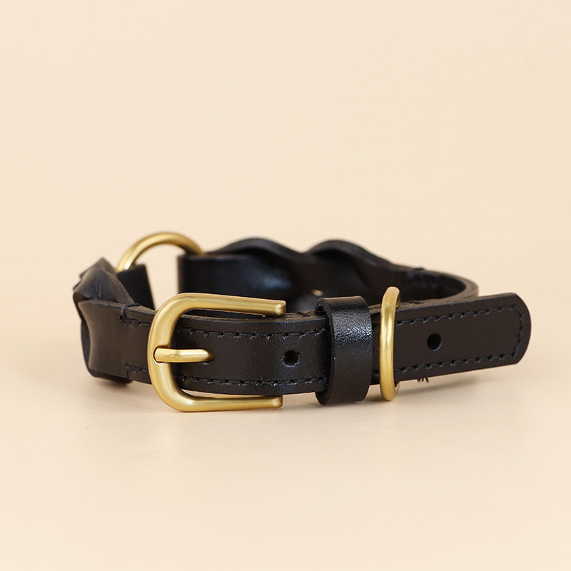 Vintage handmade Braided Genuine Leather Dog Collar Heavy Duty Anti-Pull Walking Pet Collar Premium Real Leather Collar