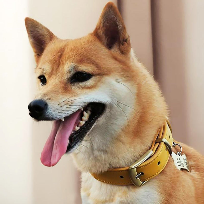 Genuine Full Grain Leather Dog Collar heavy duty Dog Collar for Small Medium Large Dogs adjustable no-pull dog walking collar