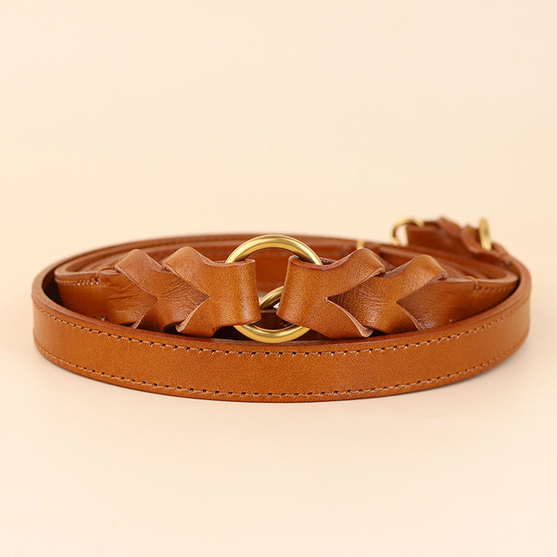 Genuine Leather Braided Dog Leash Multi-Functional Crossbody Dog Walking Lead Heavy Duty Durable Anti-Pull dog Training leash
