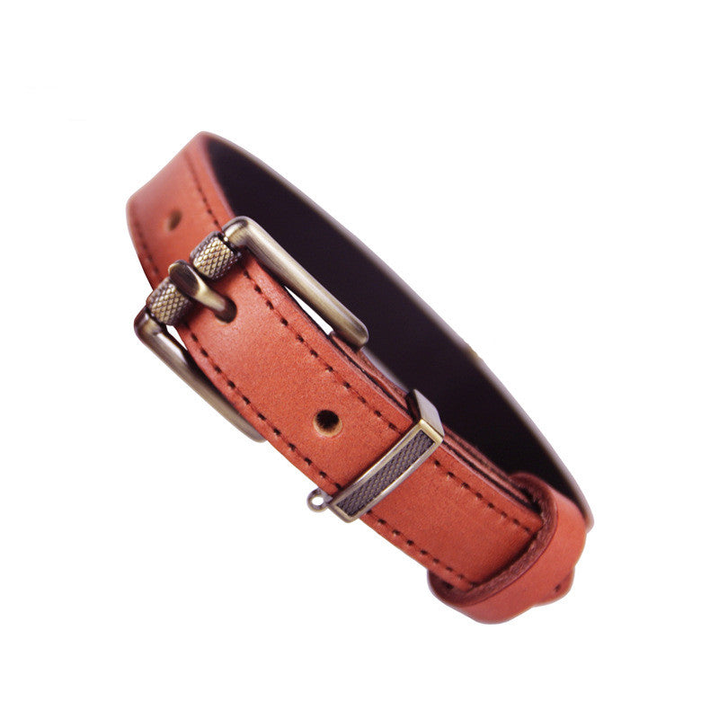 Premium Genuine Leather Dog Collar Italian Full-Grain Cowhide Collar with Vintage Metal Hardware Heavy Duty Anti-Pull Dog collar