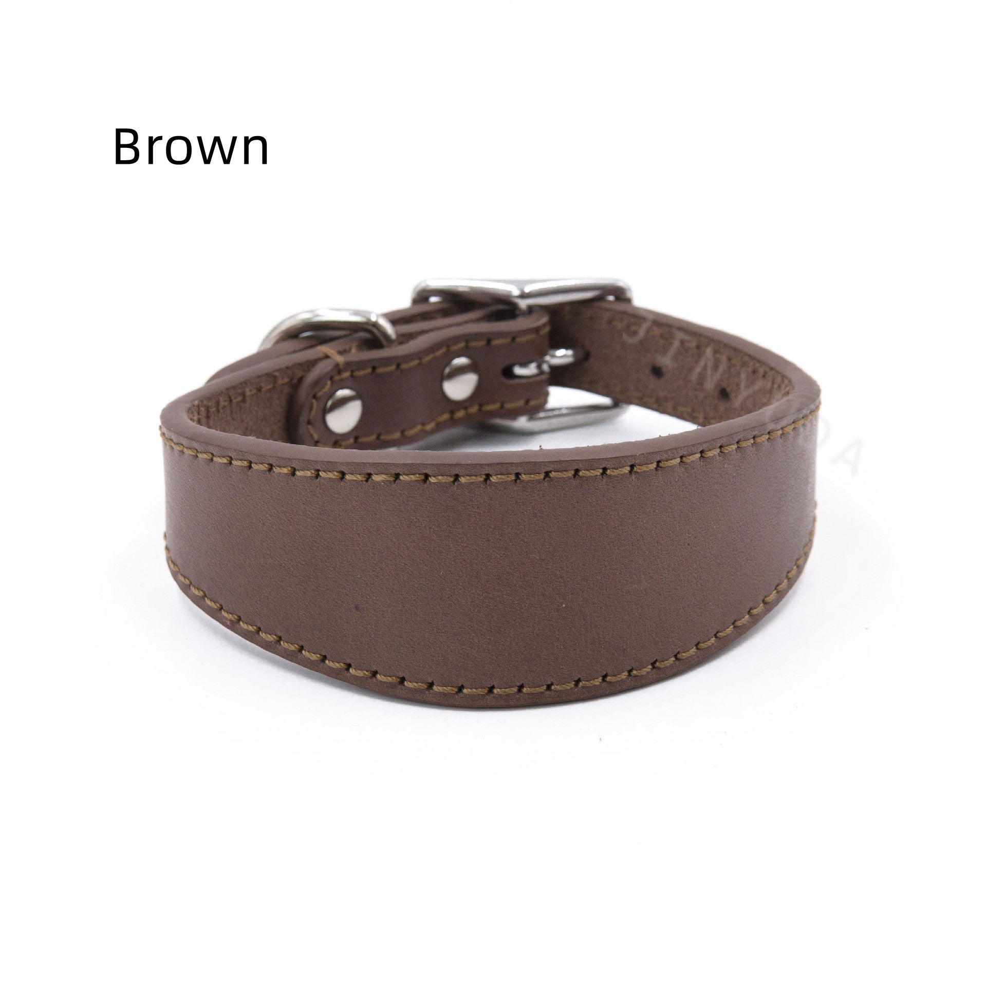 Wide Cowhide Leather Dog Collar Adjustable Heavy Duty Anti-Pull Shock Resistant Collar Soft Wide Neck Collar for Greyhound Whippet Long Neck Breeds