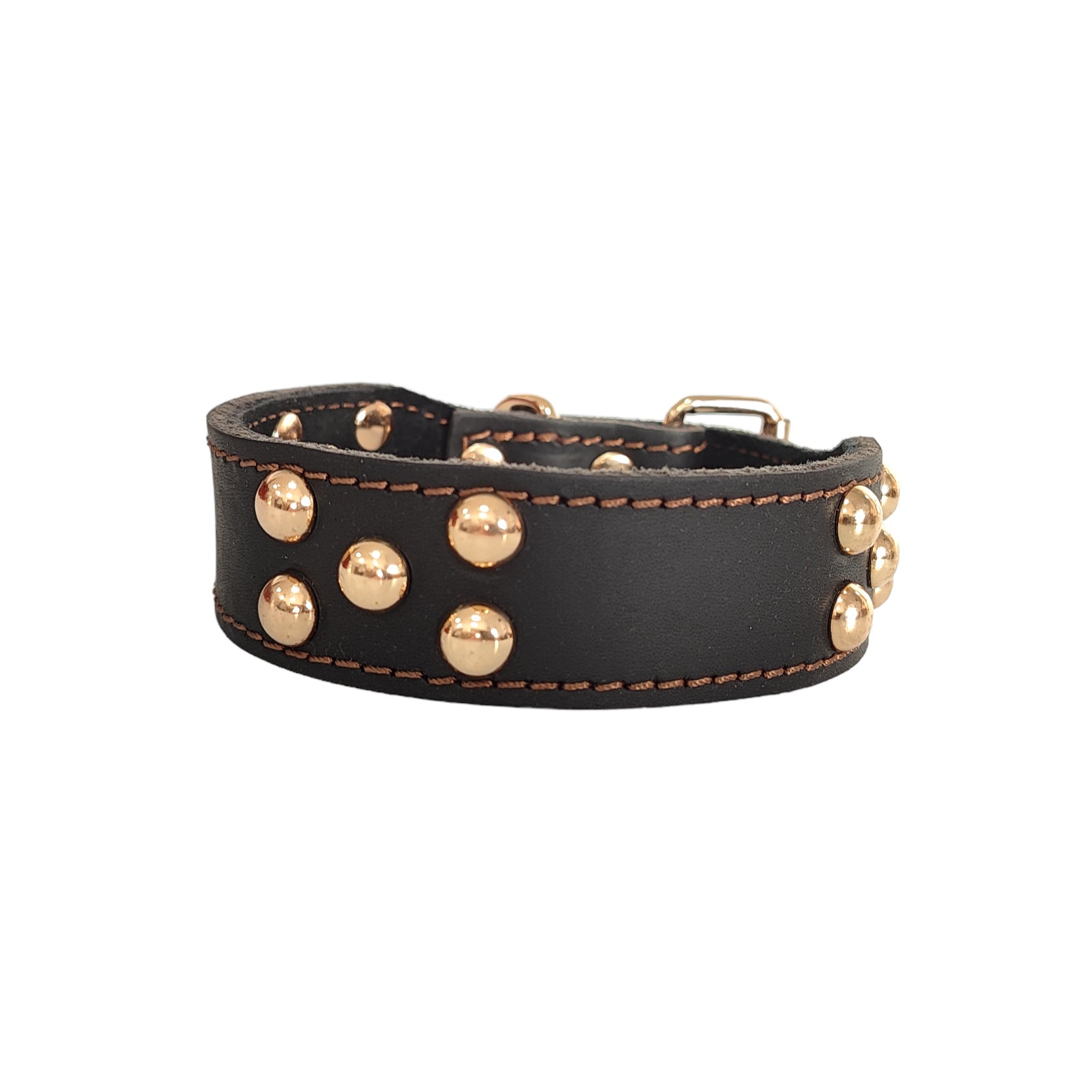 Luxury Full Grain Genuine Leather Dog Collar with Dome Mushroom Rivets Adjustable wide Leather Collar for Sight hound Greyhound