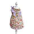 Halter Vintage Floral Cotton Puppy Dress with Lilac Gem Bow for Small Girl Dogs