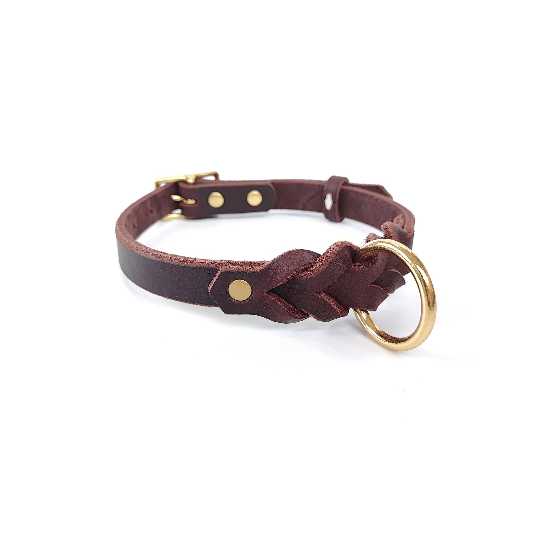 Braided Genuine Leather Dog Collar Heavy Duty Anti Pull dog Walking Collar adjustable Pet Collar for Daily Dog Walking Training