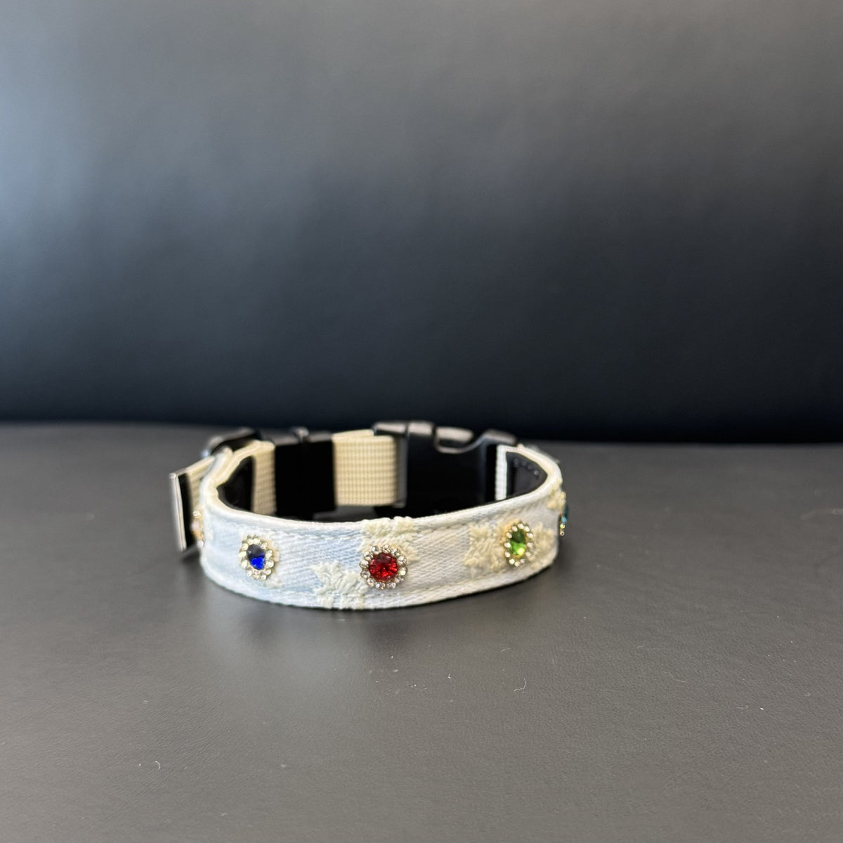 soft pet Lace collar with Colorful Rhinestones cotton Jacquard Dog walking Collar adjustable lightweight pet leads