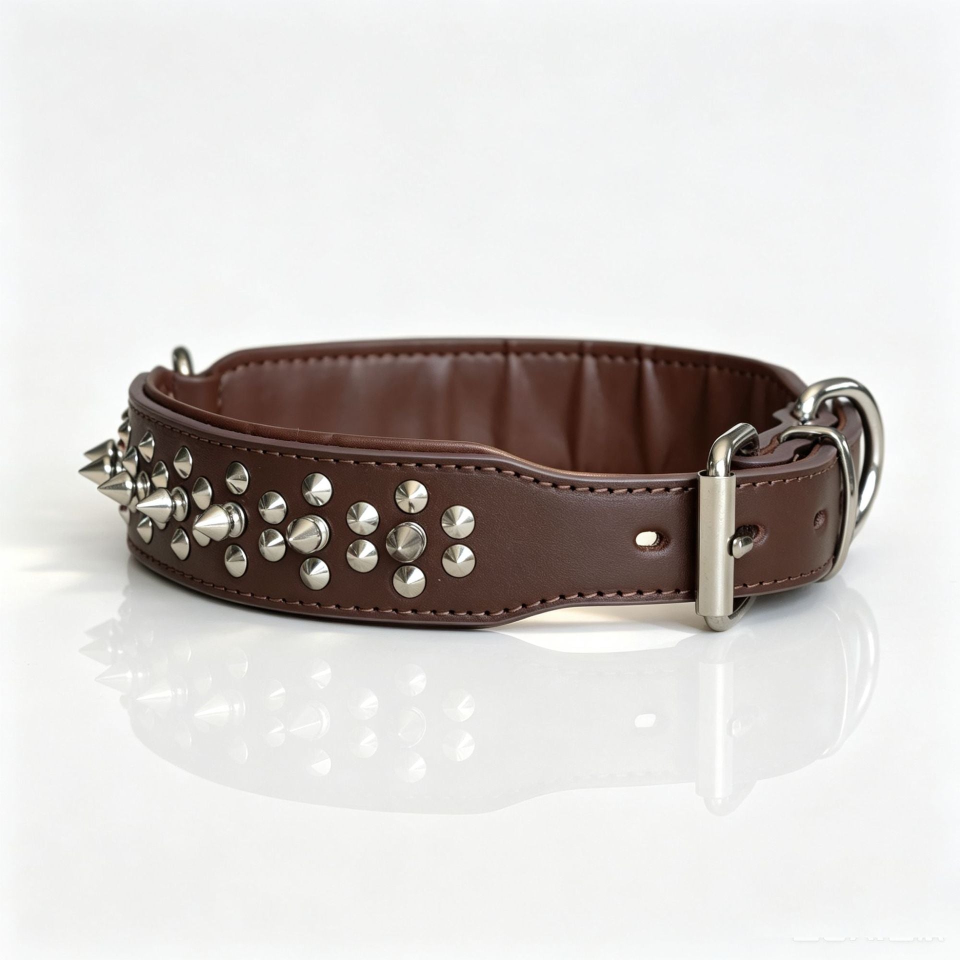 Genuine Leather Spiked Dog Collar Anti Bite Wide Studded Pet Collar for pitbull Bulldog full Grain leather wide dog collar