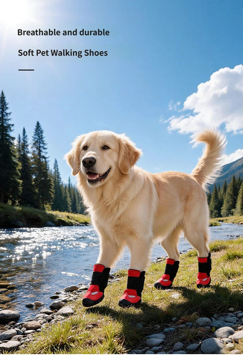 Breathable Non-Slip Dog Boots Dog Shoes with Adjustable Straps & Reflective Strip Outdoor Walking Hiking Paw Protectors