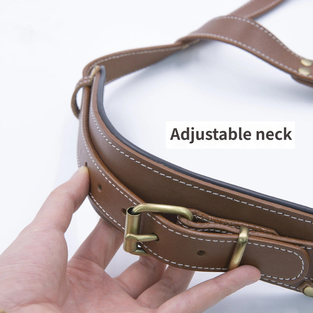 genuine leather harness for for Sled Dogs Adjustable Heavy Duty Pet Vest Harness Full-Grain Cowhide vest harness with 3 D-Rings