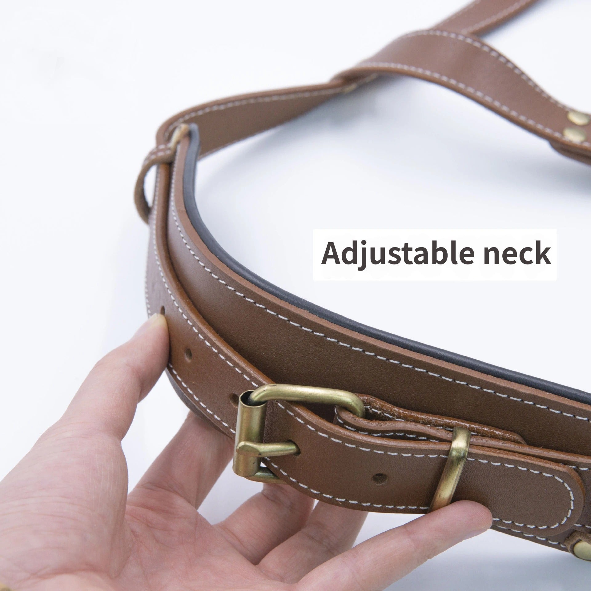 genuine leather harness for for Sled Dogs Adjustable Heavy Duty Pet Vest Harness Full-Grain Cowhide vest harness with 3 D-Rings