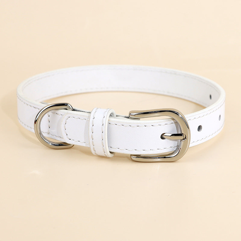 Genuine Cowhide Leather Dog Collar Adjustable Walking Collar for small to Medium Dogs no-pull heavy duty pet collar