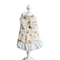 Cotton Floral Ruffle Dog Dress with Bow & Rhinestone Princess Outfit for Dog Birthday Party Wedding for Small Breeds Maltese Yorkie