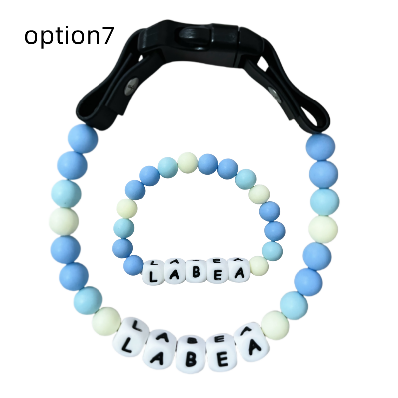pet Beaded Name collar with friendship bracelet set Custom dog Collar with Beads DIY Name Dog necklace dog Pearl Beaded Collar