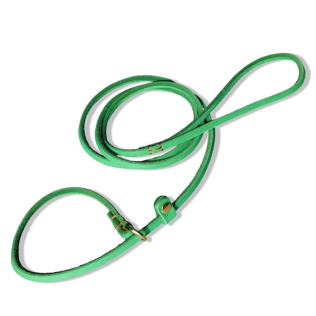 Genuine Leather Slip Lead Dog Leash Handmade Cowhide Training Dog Lead Adjustable Anti‑Pull Puppy Walking Control Leash for Small Medium Dogs