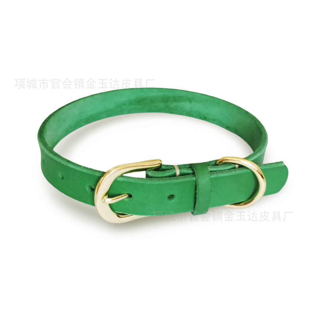 Genuine Full Grain Leather Dog Collar Adjustable Heavy Duty Leather Pet Collar with Metal D Ring Buckle for Small Medium Dogs
