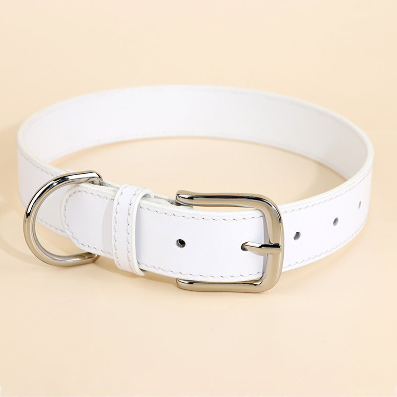 3cm wide Genuine Leather Dog Collar Adjustable Walking Collar for small to Medium Dogs no-pull heavy duty pet collar
