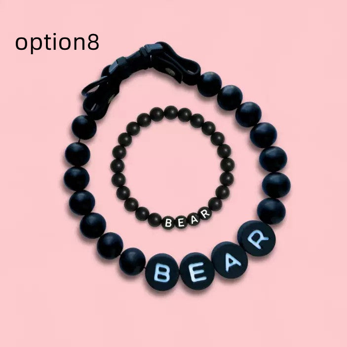 pet Beaded Name collar with friendship bracelet set Custom dog Collar with Beads DIY Name Dog Necklace dog Pearl Beaded Collar