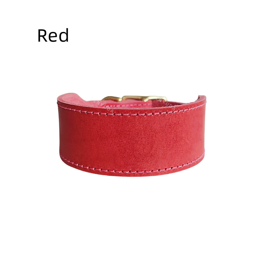 Genuine Top Layer Cowhide Wide Dog Collar, Adjustable Soft Leather Martingale Collar for Medium Large Long Neck Dogs Heavy Duty Anti-Pull Durable Pet Collar
