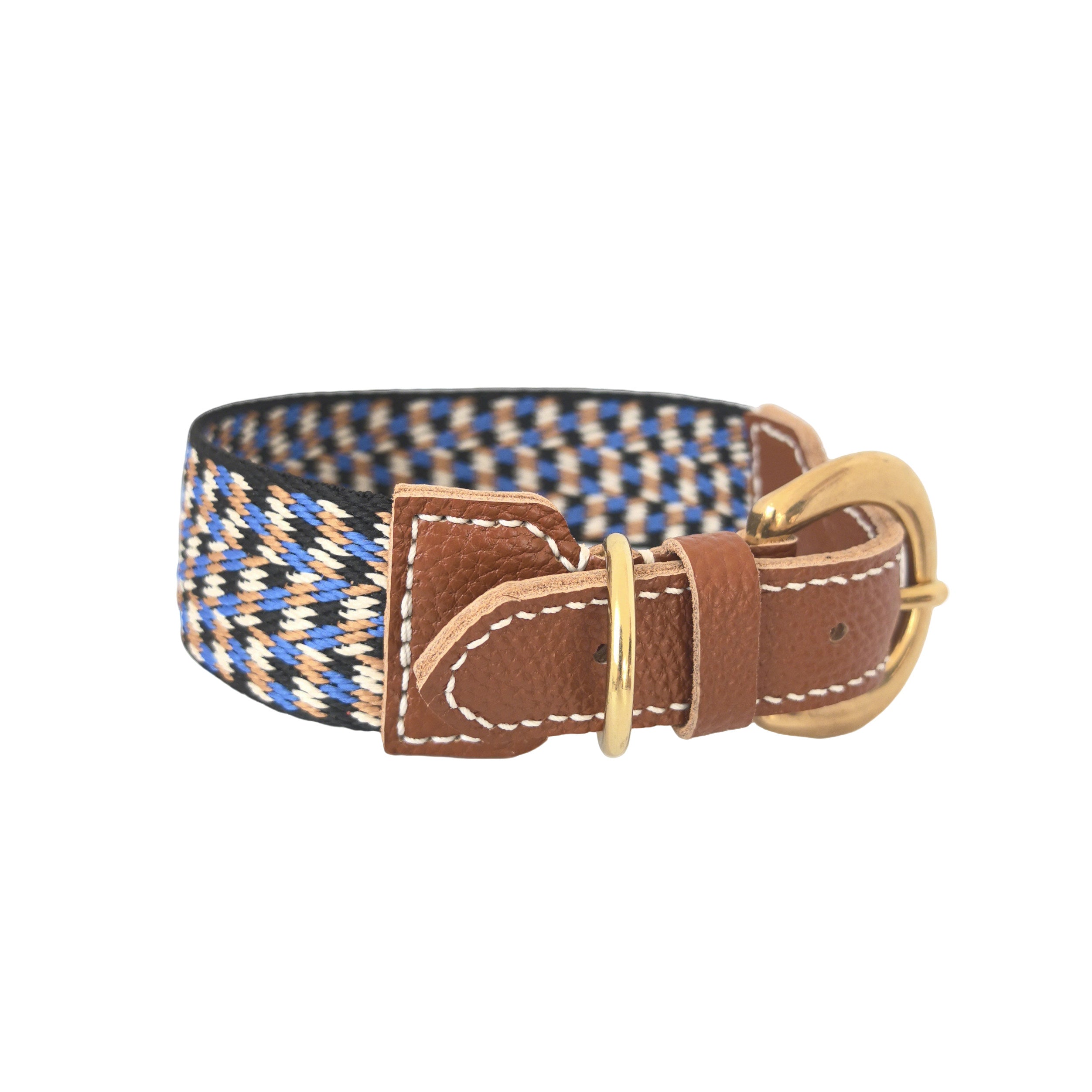 3.8cm Wide Genuine Leather webbing Dog Collar Bohemian Braided Woven Dog Collar and leash Adjustable Soft Leather Pet Collar