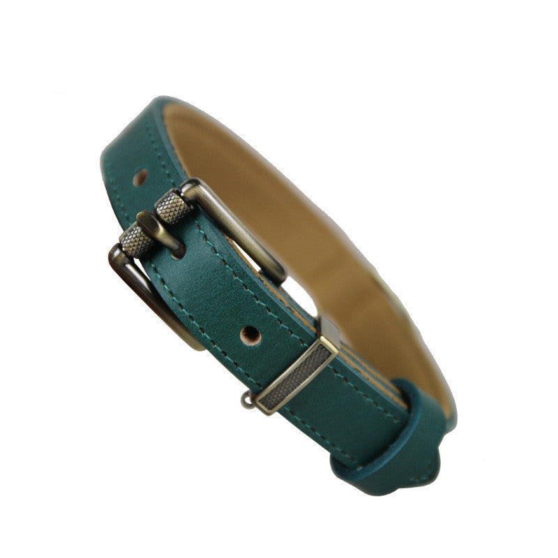 Premium Genuine Leather Dog Collar Italian Full-Grain Cowhide Collar with Vintage Metal Hardware Heavy Duty Anti-Pull Dog collar