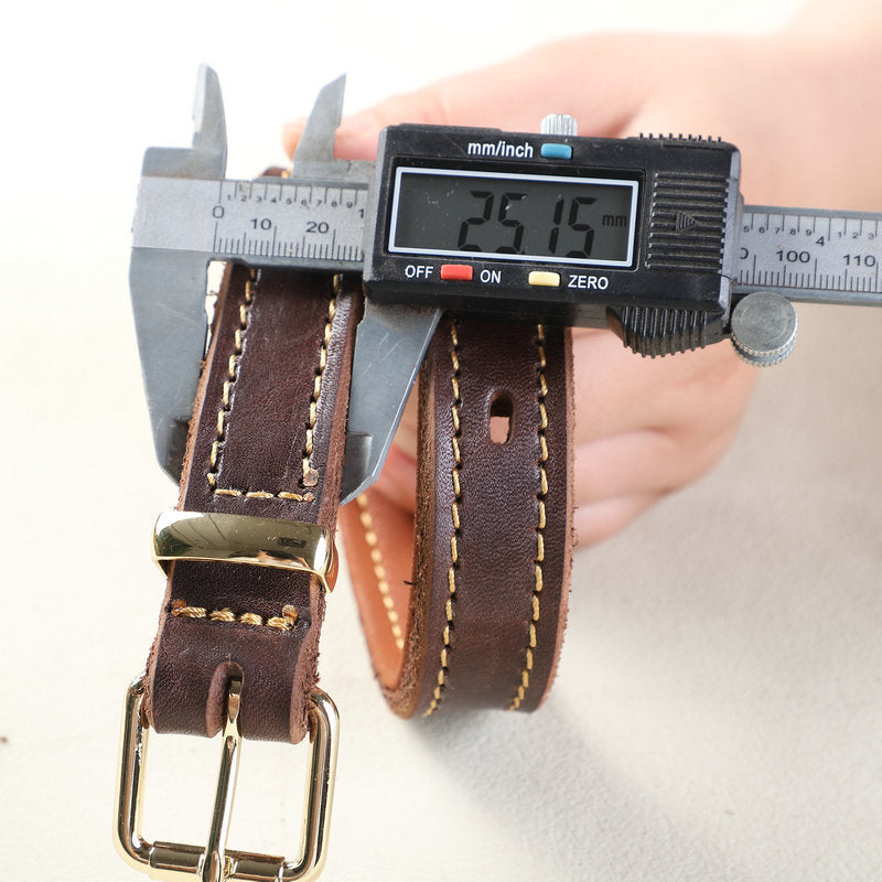 Genuine Full‑Grain leather Dog Collar Thickened Full‑Stitched pet collar for Medium Large dogs Heavy‑Duty Adjustable dog Collar