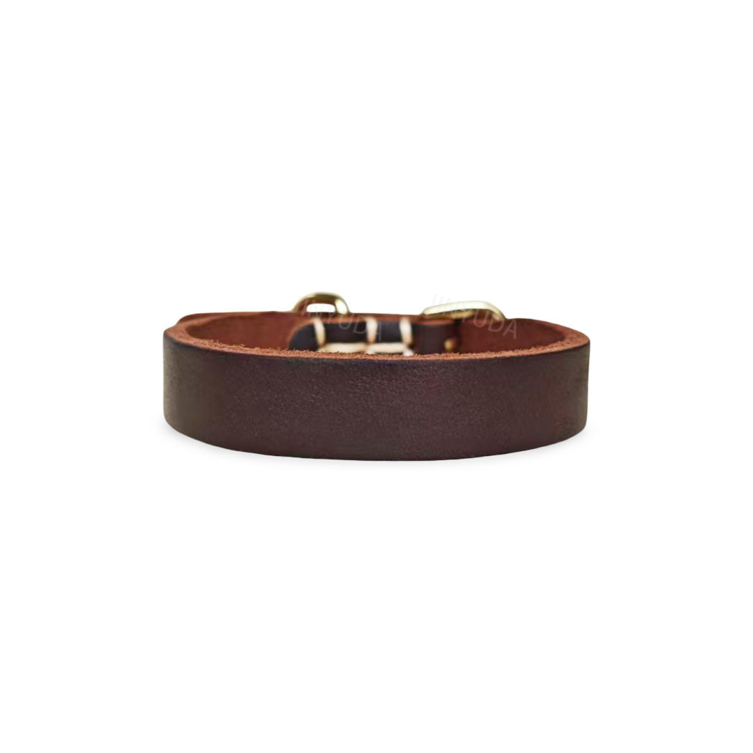 Genuine Top-Grain Cowhide Leather Dog Collar Adjustable Heavy Duty Durable Leather Collar Shock Resistant Anti-Pull for Small Medium Large Dogs Multiple Vibrant Colors Available