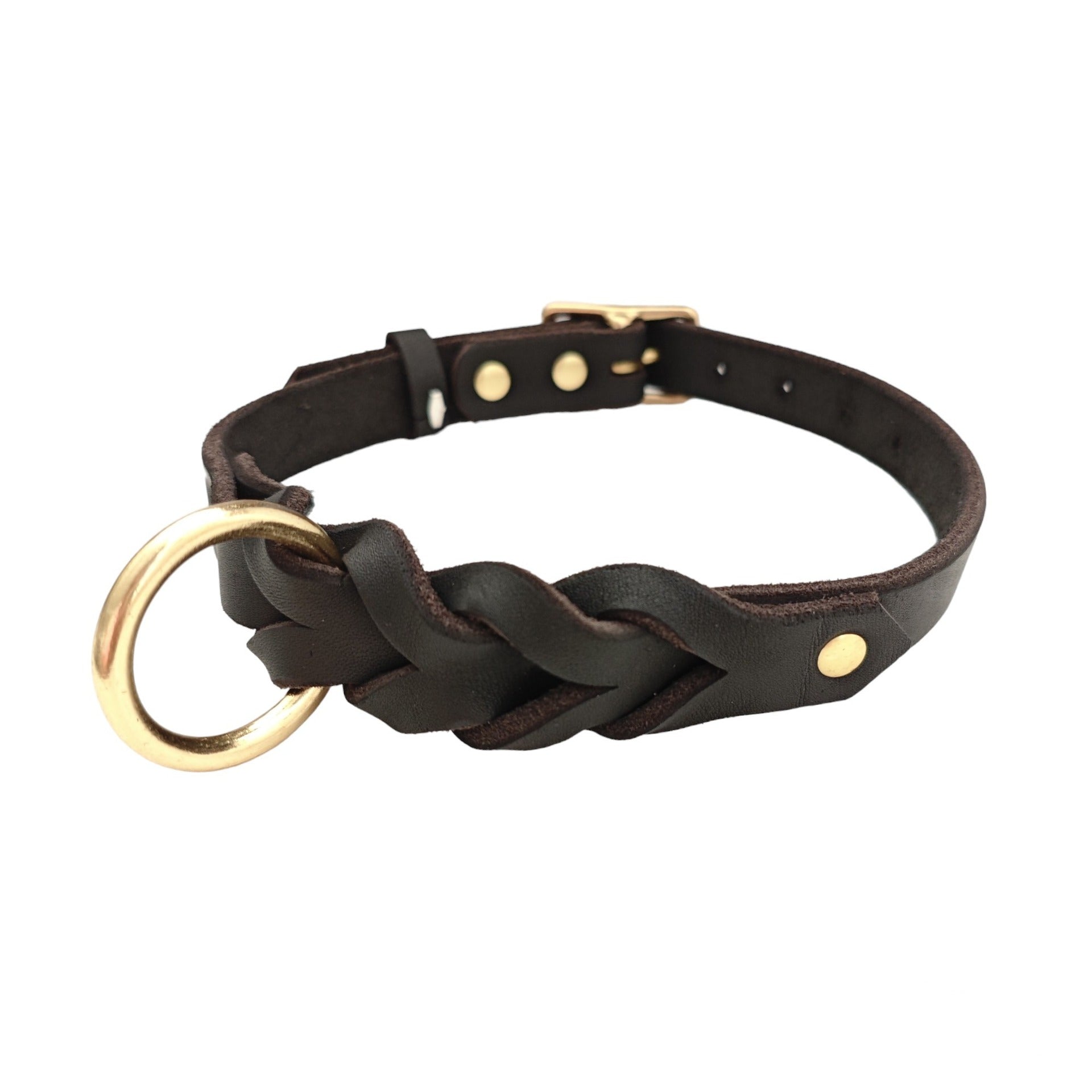 Braided Genuine Leather Dog Collar Heavy Duty Anti Pull dog Walking Collar adjustable Pet Collar for Daily Dog Walking Training