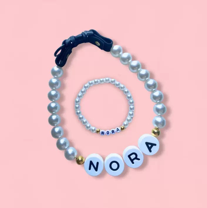 pet beaded name collar with friendship bracelet