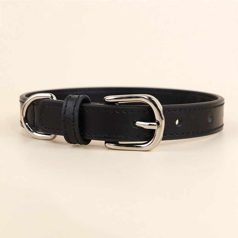 Genuine Cowhide Leather Dog Collar Adjustable Walking Collar for small to Medium Dogs no-pull heavy duty pet collar