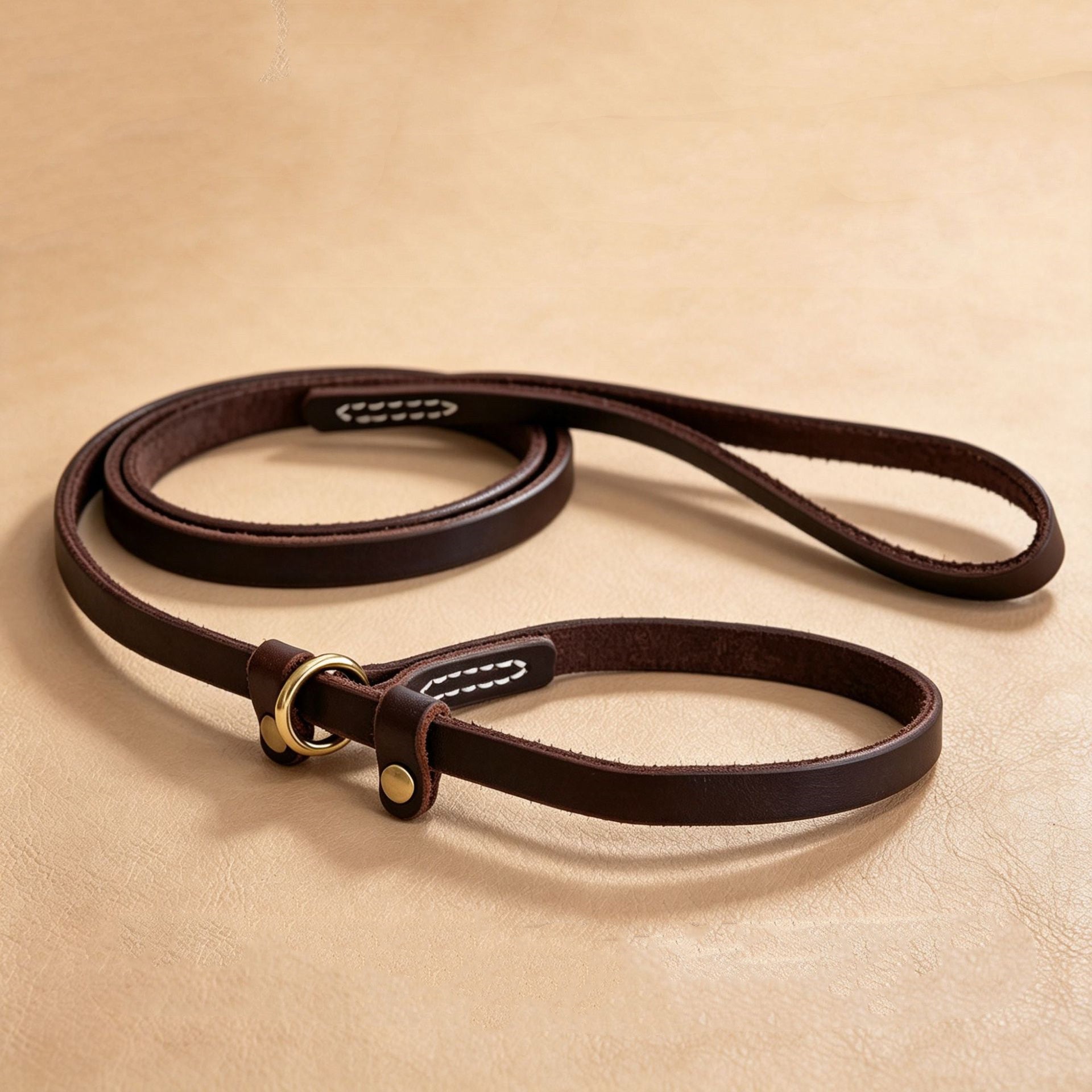 Genuine Leather Slip Lead Dog Training P Leash Anti Pull Close Control Walking Dog Lead Durable Real Leather Slip Collar Combined Dog Leash for Small Medium Large Dogs