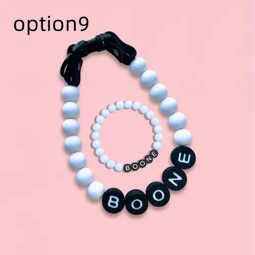 pet Beaded Name collar with friendship bracelet set Custom dog Collar with Beads DIY Name Dog Necklace dog Pearl Beaded Collar